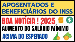 INSS  SALÁRIO MÍNIMO ACIMA DO ESPERADO PARA 2025 inss [upl. by Elleunamme]