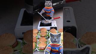 Dont Waste🚫 Turn Ham Into Delicious Food😊🍔 funnycat catmemes trending [upl. by Assej42]