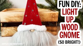 Light Up Wood Gnome  Wood Gnome DIY  Lighted Gnome  Easy Gnomes DIY [upl. by Strawn]