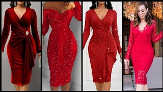 top trendy yet Elegant Looking Red formal party wear bodycone dresses designformal wear dresses [upl. by Frayda]