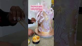 Applying Edible Gold Flakes to a Cake [upl. by Jutta988]