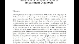 MMGK Multimodality Multiview Graph Representations and Knowledge Embedding for Mild Cognitive Impair [upl. by Emalia]