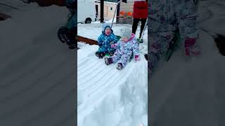 snow snowslide funny baby cute winter cutebaby kid toddler komodo [upl. by Bartko]