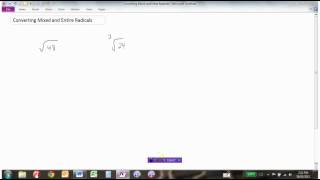 Converting EntireMixed Radicals with Variables [upl. by Irafat487]