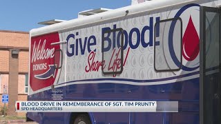 Blood drive in remembrance of Sgt Tim Prunty [upl. by Noyerb]