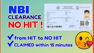 NBI Clearance NO HIT  Can I Claim NBI Clearance changed to NO HIT  NBI Online Application [upl. by Ahsinet105]