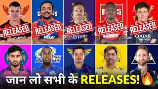 IPL 2024  All 10 Teams RELEASE Players List  IPL Auction 2024  IPL 2024 Released Players [upl. by Refinneg]