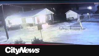 StLinLaurentides flooding captured on surveillance video [upl. by Monney]