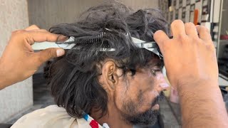 Homeless Man Became A Model  INSANE HAIR TRANSFORMATION  Long to Short Haircut  ASMR [upl. by Costanzia]