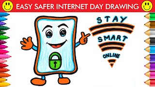 Cyber Security Poster Drawing  Safer Internet Day Poster  Safer Internet Day Poster Making [upl. by Yblek]