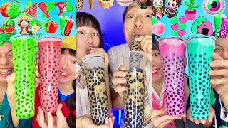 Rainbow Boba Emoji Food Challenge ASMR Compilation Bubble tea🥵 devil fruit Part2 [upl. by Aital376]