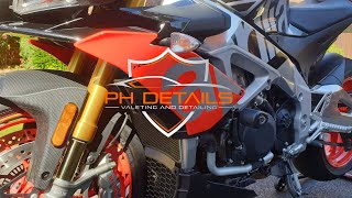 ASMR detail washing a motorcycle an Asprilia motor bike deep cleaned and protected [upl. by Aikimat]