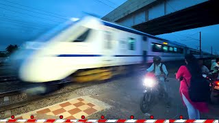 30 HIGH SPEED TRAINS Crossing RAILROAD CROSSINGS  Level Crossings  Indian Railways Trains [upl. by Depoliti166]