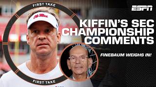 Paul Finebaum AGREES with Lane Kiffin’s ‘big risk’ SEC Championship comments 👀  First Take [upl. by Ynneg]