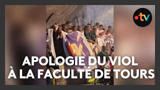 Une banderole faisant lapologie du viol déployée lors d’une soirée étudiante crée la polémique [upl. by Hplar64]