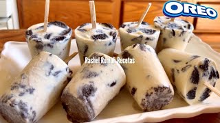 PALETAS HELADAS CREMOSAS DE GALLETAS OREO RIQUÍSIMAS 😋 [upl. by Suhpoelc]