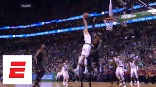 Jayson Tatums posterizing dunk on LeBron James Angles and reactions from around the world  ESPN [upl. by Nrubua]