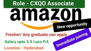 Amazon Jobs 2024•CXQO Associate Amazon •Amazon latest Jobs in Telugu • Best jobs for freshers Amazon [upl. by Elenore]