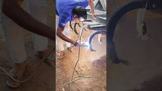 Technique of moving the Kyaari by using a tiller in the field welding work [upl. by Wrand]