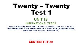 TRB COMMERCE UNIT 13 INTERNATIONAL TRADE 2020 TEST SERIES 1 [upl. by Sacul]