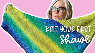 How to Knit a Triangle Shawl for Beginners  4 Easy Steps [upl. by Ardiekal427]