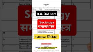 ba 3rd semester sociology syllabus  Sociology BA 2nd year 3rd Semester  sociology ba 3rd sem 2024 [upl. by Nowed]