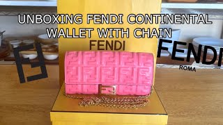 FENDI BAGUETTE CONTINENTAL WALLET WITH CHAIN  UNBOXING fendi unboxing [upl. by Spindell]