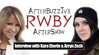 Kara Eberle amp Arryn Zech from Rooster Teeths quotRWBYquot  Comic Con 2014  AfterBuzz TV Interview [upl. by Ynottirb374]