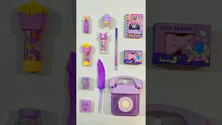 Purple Stationery Collection Pencil Pen Erasner Highlighter stationery purple short supplies [upl. by Nabetse]