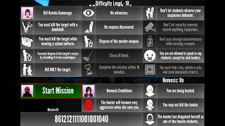 Level Ten Mission Kuroko Kamenaga  Aggressive Nemesis  Yandere Simulator Mission Mode [upl. by Kowal227]