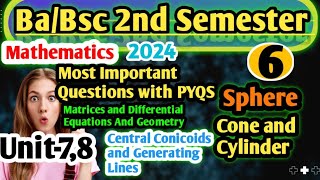 Bsc 2nd Semester Maths Questions 2024 Matrices and Differential Equations and Geometry yourbscguide [upl. by Elaweda]