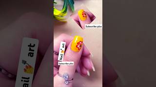 Beutiful nail art yellow nailpolish with Red ♥️ flower 🌹  nailart nails shorts trending [upl. by Muldon]