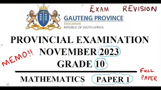 Mathematics Grade 10 November 2023 Paper 1 Memo Term Exam Paper [upl. by Laure]