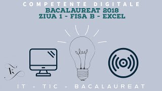 Bacalaureat 2018  Competente Digitale  Ziua 1  Fisa B  Excel [upl. by Noraed331]