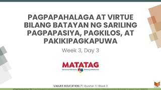 Values Education 7  Q1W3D3  Pagpapahalaga at Virtue Bilang Batayan ng Sariling Pagpapasiya [upl. by Charmain]