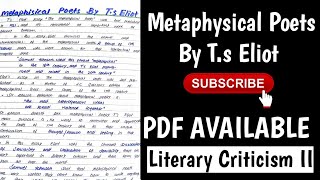 The Metaphysical Poetry Essay by TS Eliot [upl. by Sibylla]