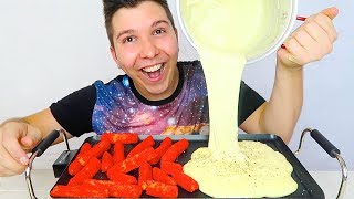 SPICY MOZZARELLA STICK CHEESE FONDUE CHALLENGE • Mukbang amp Recipe [upl. by Pantia]