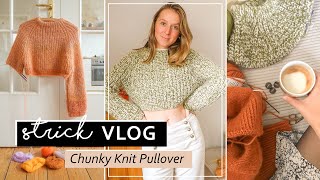 Chunky Pullover stricken und Anleitung für euch filmen  Strick Vlog [upl. by Annaxor73]