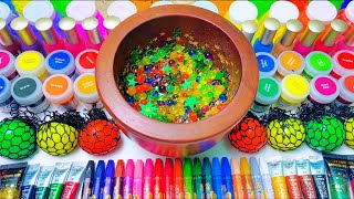 Satisfying Video Mixing Random Things Crayon Makeup Nail Squishy into Glitter Slime ASMR Slime Relax [upl. by Elyac]