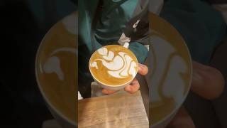 Inverted tulip swan latte art 🌷🦢 tulip swan espresso latteart coffee cafe reels shorts fyp [upl. by Adnarram]