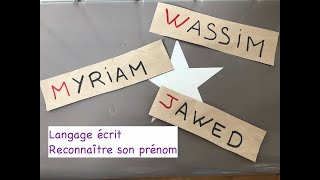 Langage écrit  reconnaître son prénom [upl. by Koenraad]