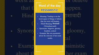 Pessimistic Meaning englishvocabulary englishwords vocabulary learnenglish [upl. by Lednar893]