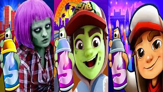 Subway Surfers Haunted Hood 2024 vs Subway Surfers Shenzhen Zoe vs 3D Zombie Jake Gameplay HD [upl. by Chenay]