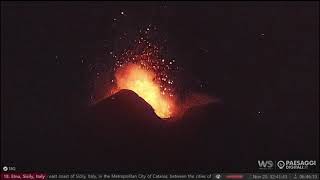 Nov 19 2023 night Strombolian eruptions from Etna volcano [upl. by Landry]