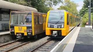 Tyne amp Wear Metro 4023 and 4046 depart and Tyne amp Wear Metro Class 555005 enter Ilford Road [upl. by Theobald]