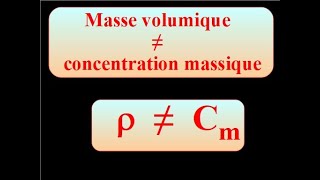 MASSE VOLUMIQUE ≠ CONCENTRATION MASSIQUE [upl. by Aleuqahs]