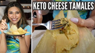 EASY KETO CHEESE TAMALES How to Make the BEST Mexican Queso con Rajas Tamales [upl. by Aicilf]