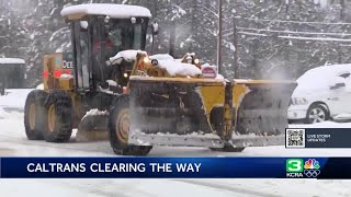 Caltrans snow plows work around the clock to keep I80 roadways clear [upl. by Enaenaj101]