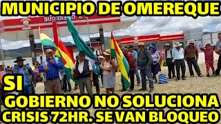 MITIN DE PROTESTAS DESDE OMEREQUE CONTRA GOBIERNO DE ARCE ANTE LA FALTA COMBUSTIBLES [upl. by Staford141]