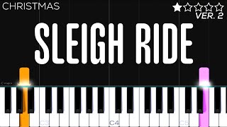 Christmas  Sleigh Ride  EASY Piano Tutorial [upl. by Niran]